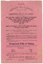 Wilcox Specific Medicine Co. Confidential. Advice to Ladies! [Philadelphia, ca. 1880].